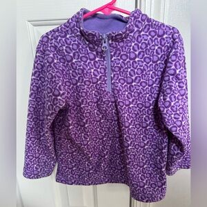 Hanna Andersson Purple Leopard-Print Fleece Pullover girl’s 4T